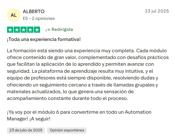 Testimonio del programa Buildt Academy