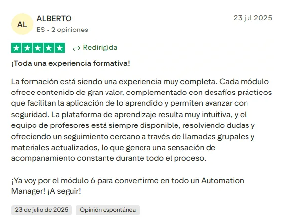 Testimonio del programa Buildt Academy