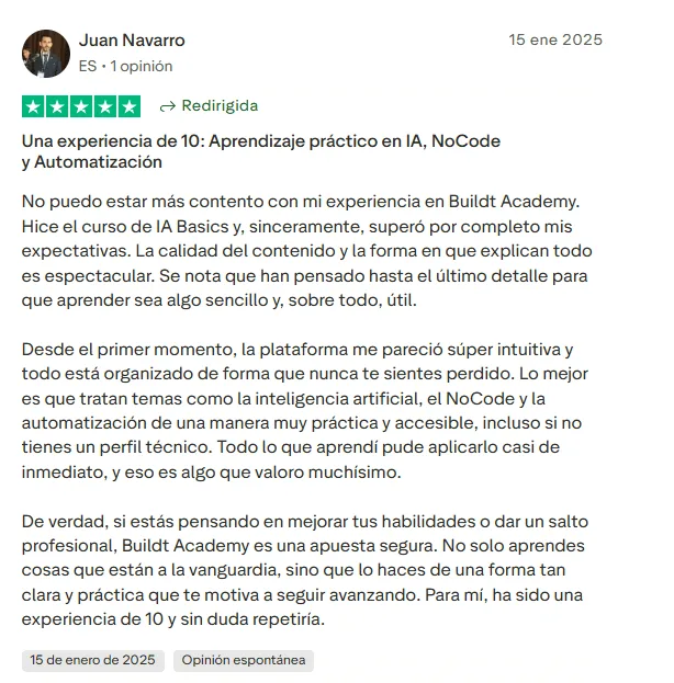 Experiencia real de alumno de la formación online de Buildt Academy