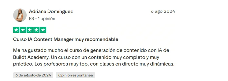 Opinión honesta de alumna del curso de IA de Buildt Academy