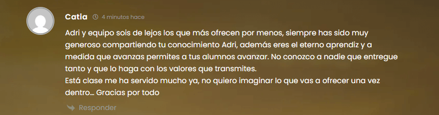 Comentario alumno sobre estructura Cimientos Empresariales
