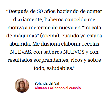 Testimonio de alumna de Lucía Gómez creadora de Cocinando el Cambio