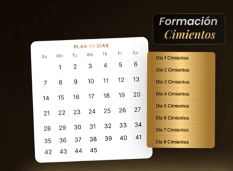 Estructura clara, calendario orientativo para organizarte dentro de la formación Cimientos Empresariales
