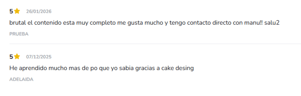 Testimonios reales de alumnos del programa Cake Designe