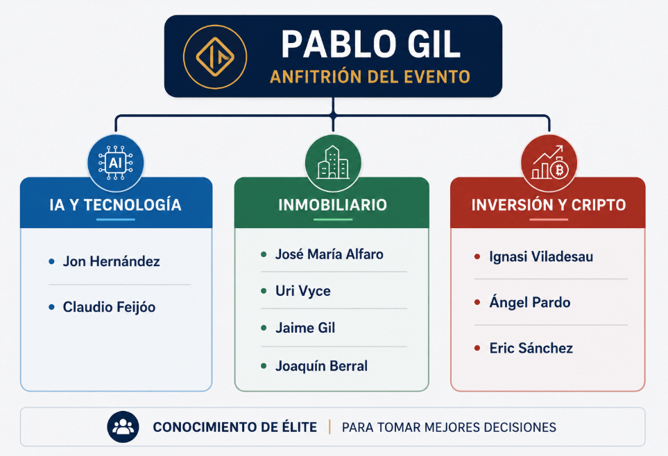 Ponentes invitados al evento de Pablo Gil: expertos en inteligencia artificial, inmobiliario e inversión