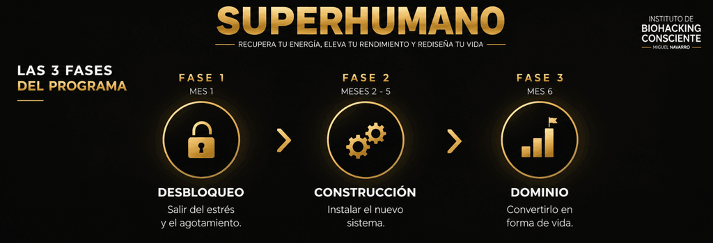 Las tres fases del programa Superhumano: Desbloqueo, Construcción y Dominio